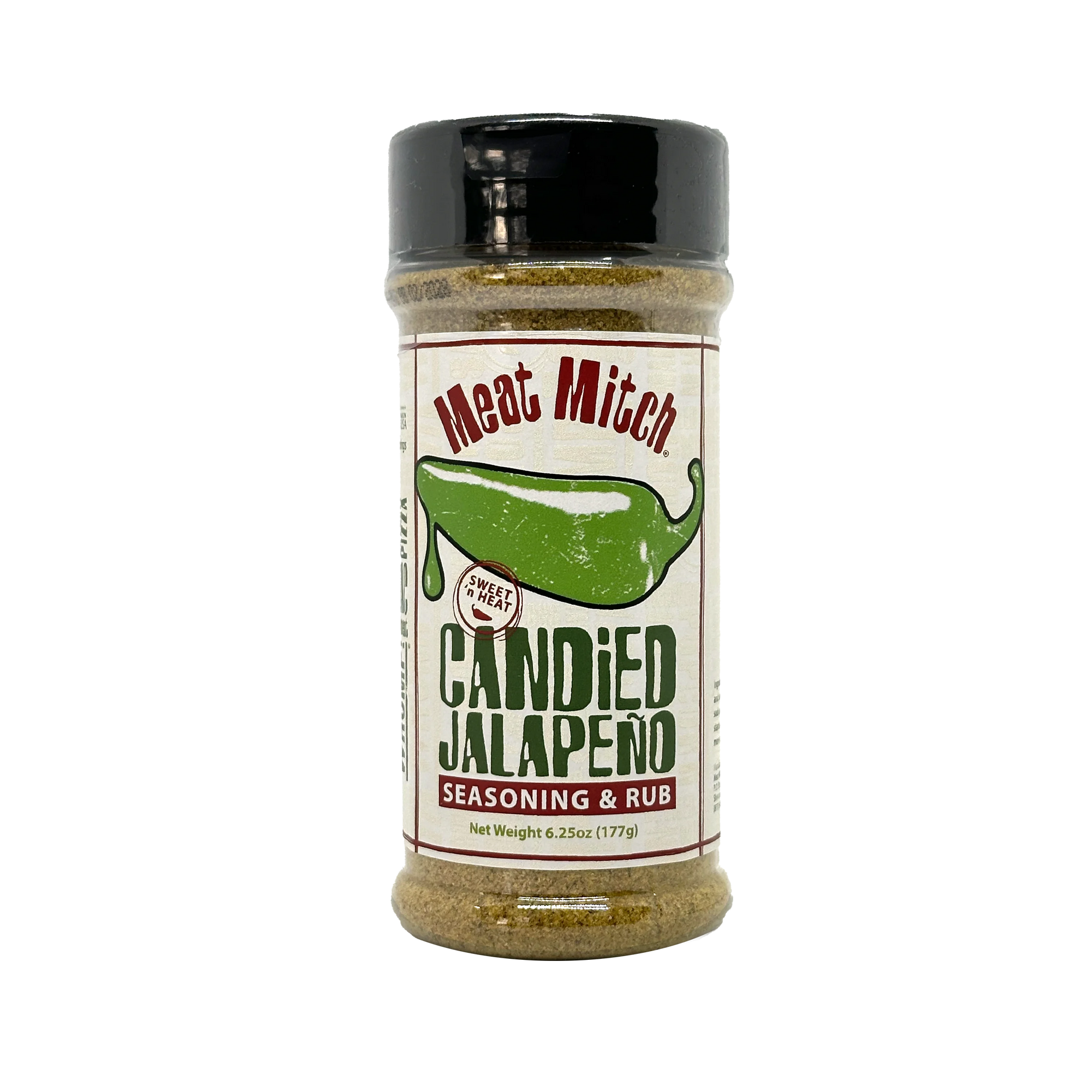 Meat Mitch Candied Jalapeno seasoning & rub offers sweet n heat in a 6.25oz shaker. Elevate your BBQ! - View larger image 1 of 1