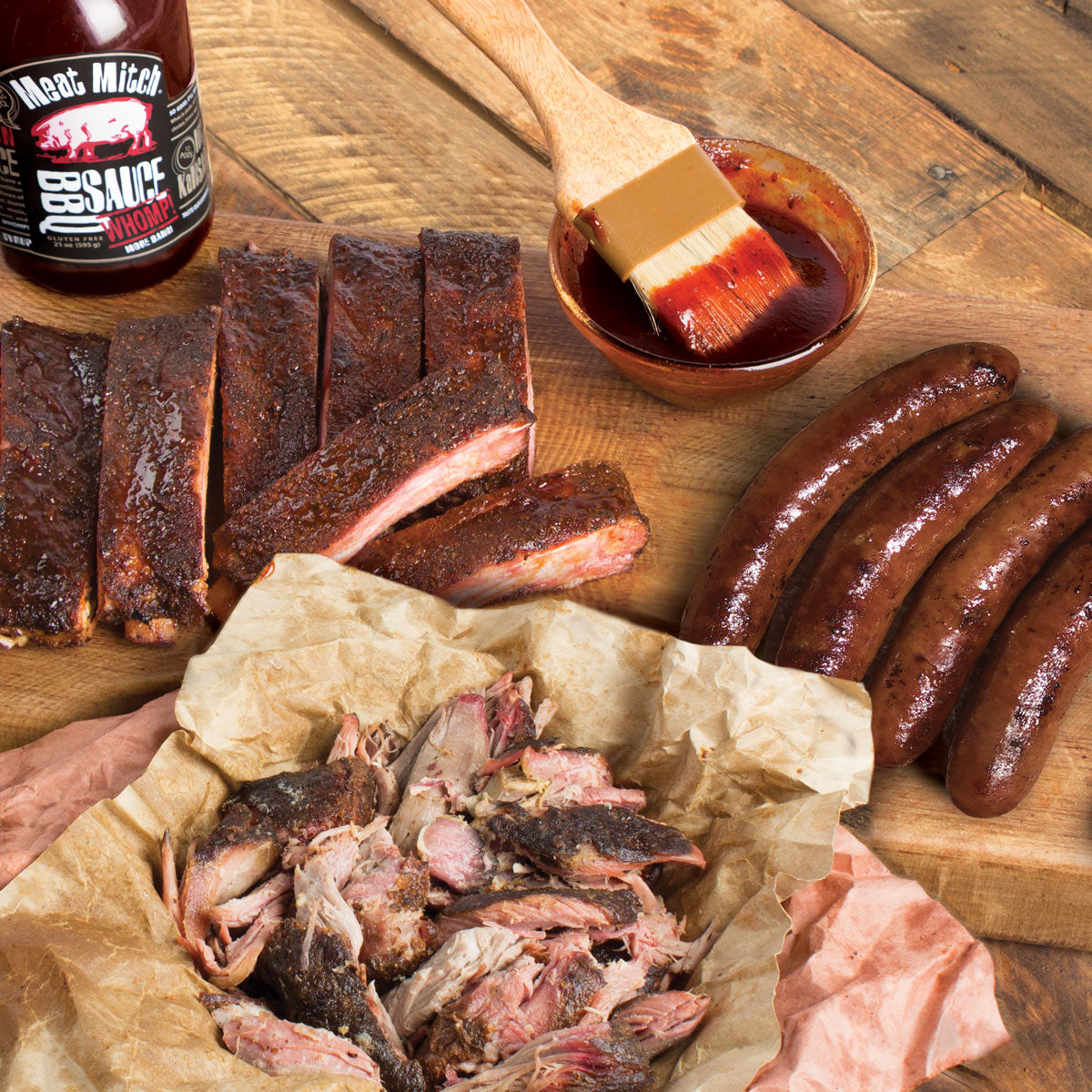 Smoked Sausage, Ribs & Pulled Pork - Three Little Pigs - View larger image 1 of 5